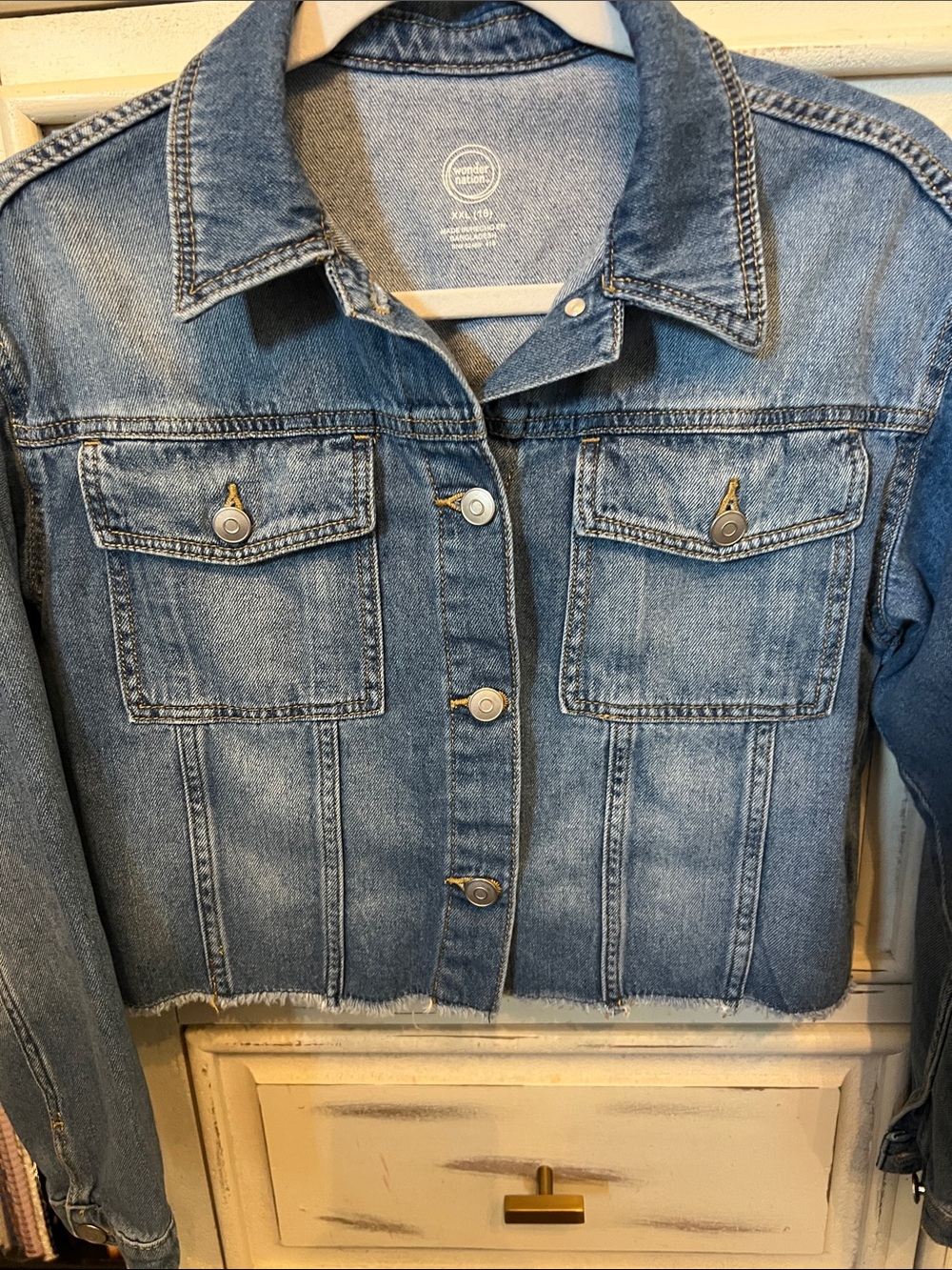 wonder nation Light Blue Cropped Denim Jacket